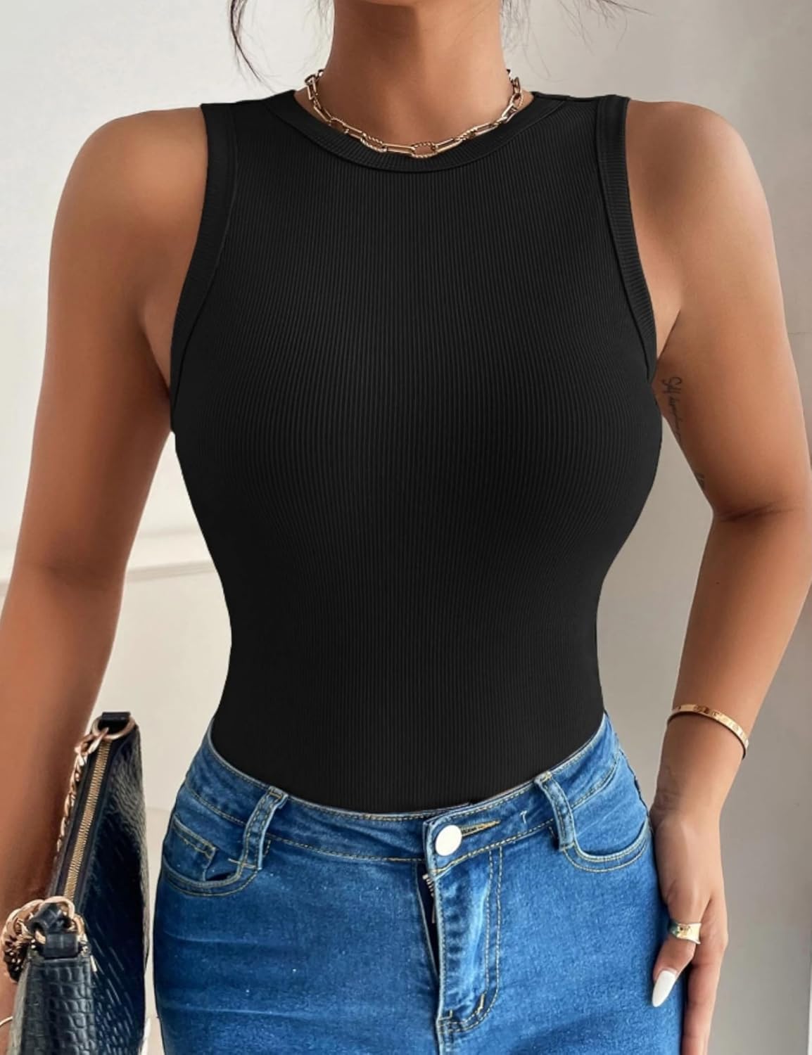 Zeagoo Womens Tank Top Racerback Crowl Neck Casual Basic Ribbed Knit Fitted Sleeveless Shirts S-XXL - Image 5