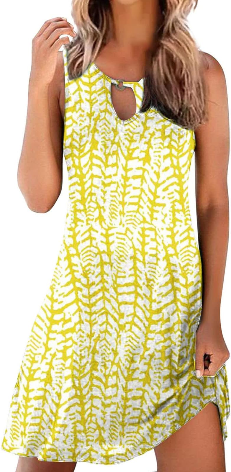 AMhomelyWomen Dress Sale Clearance Casual Sexy Round Neck Printing Dresses Summer Sleeveless Pullover Dress UK Ladies Dress Party Elegant Beach Dress Club Cocktail Work Dresses Evening Gowns