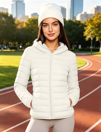 Wantdo Women's Lightweight Packable Puffer Jacket Hooded Down Coat