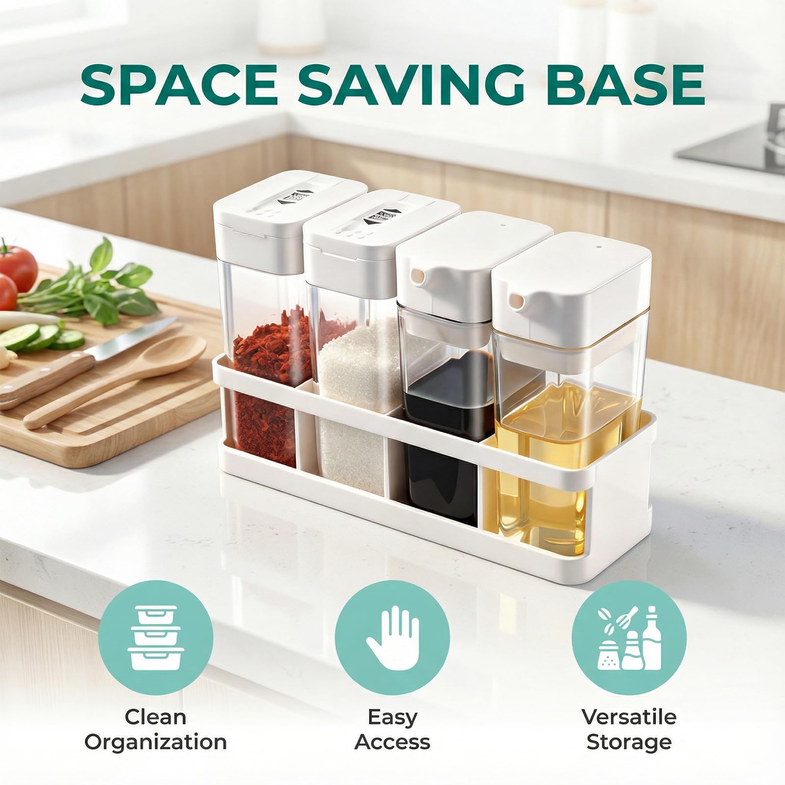 Barattoli Plastica per Spezie con Coperchio, Set da 4, 100ml, Inclusi Etichette, Trasparente, Bottiglie per Olio e Aceto, Contenitori Porta Spezie da Campeggio, Contenitori Spezie per Cucina