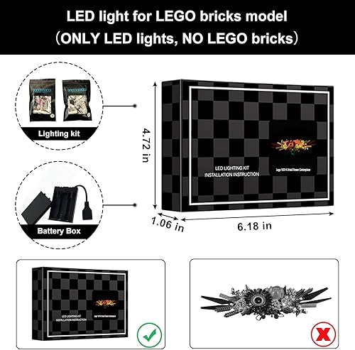 Miniatura 6 de Vaodest Juego de luces LED para iconos de Lego, centro de mesa de flores secas, diseño y configuración compatible con el modelo 10314 (solo luz LED,