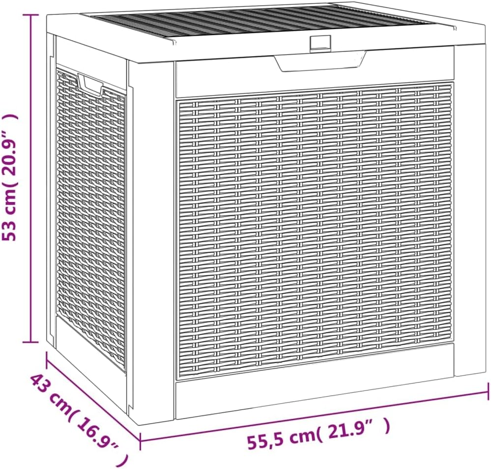 Patio Storage Box Light Brown 21.9"x16.9"x20.9" Polypropylene, Patio Storage Boxes