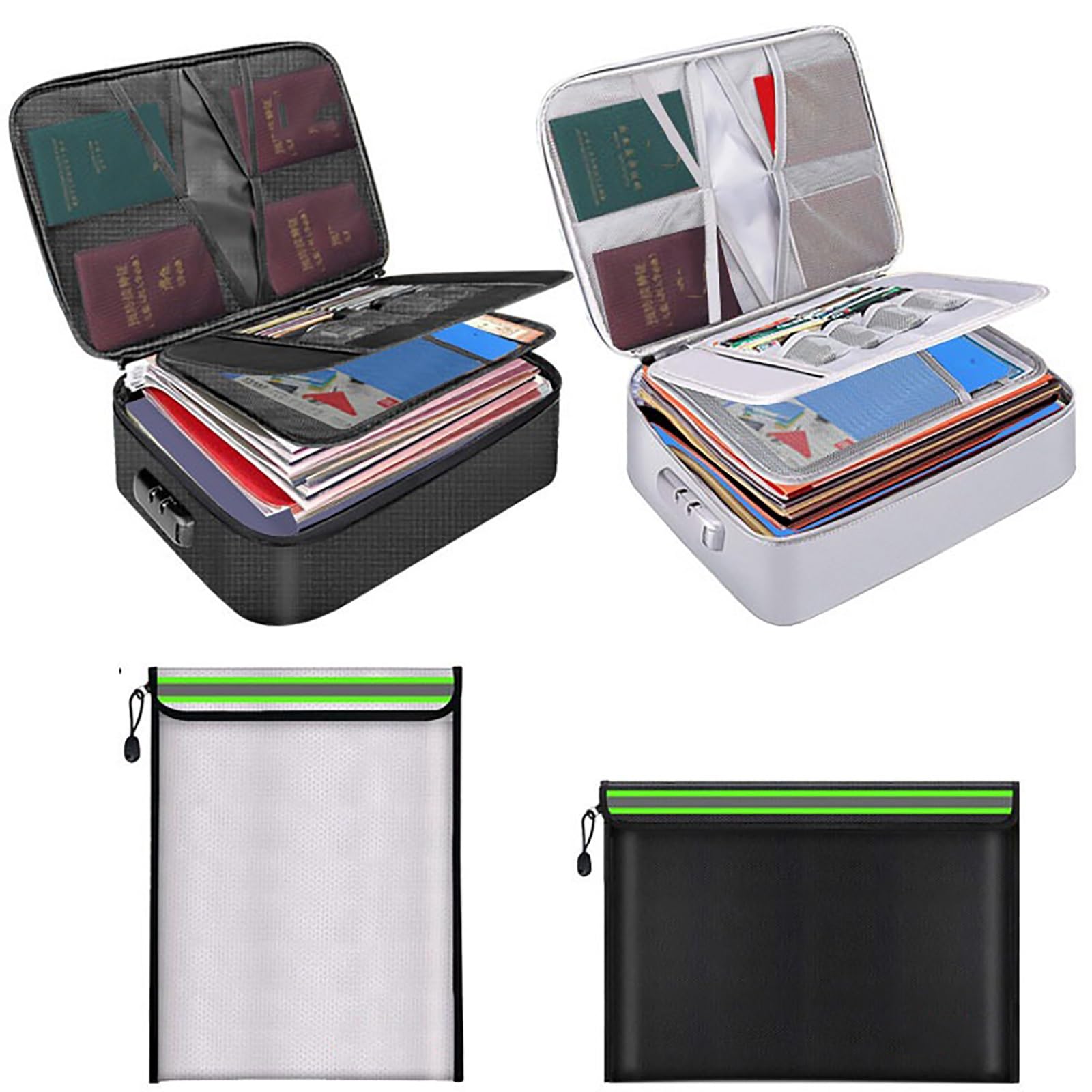 Porta Documenti Impermeabile e Ignifuga Borsa Porta Documenti Moto Borsa di Sicurezza per Barca Impermeabile Viaggio Passaporto Oggetti di Valore(B,38 * 28cm)
