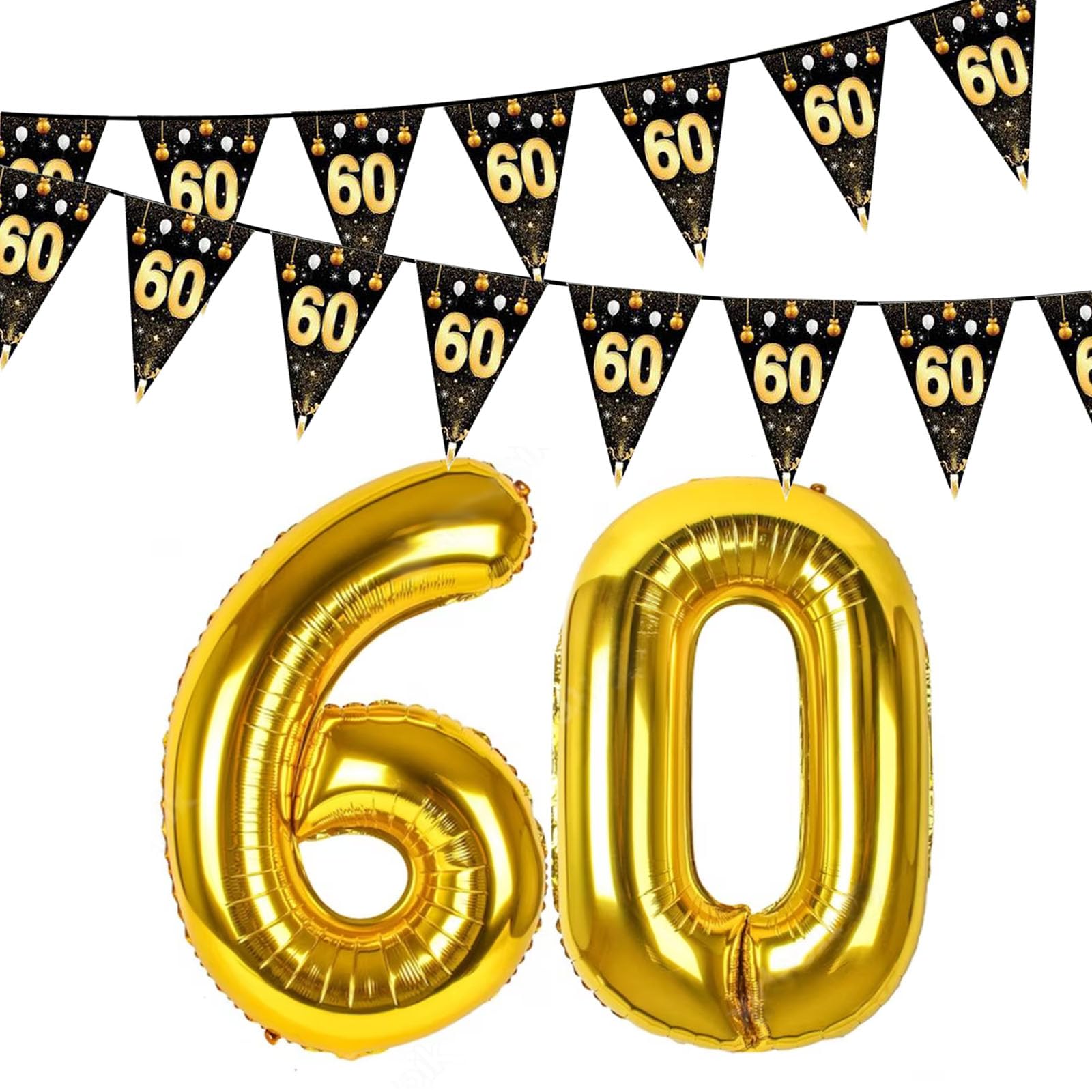 The DaPai Happy 60th Birthday Party Decoration Set 60 Years Birthday Banner and Foil Balloons Sixty Birthday Background Decorations for Men Women Brithday Wedding Anniversary Events Party Supplies