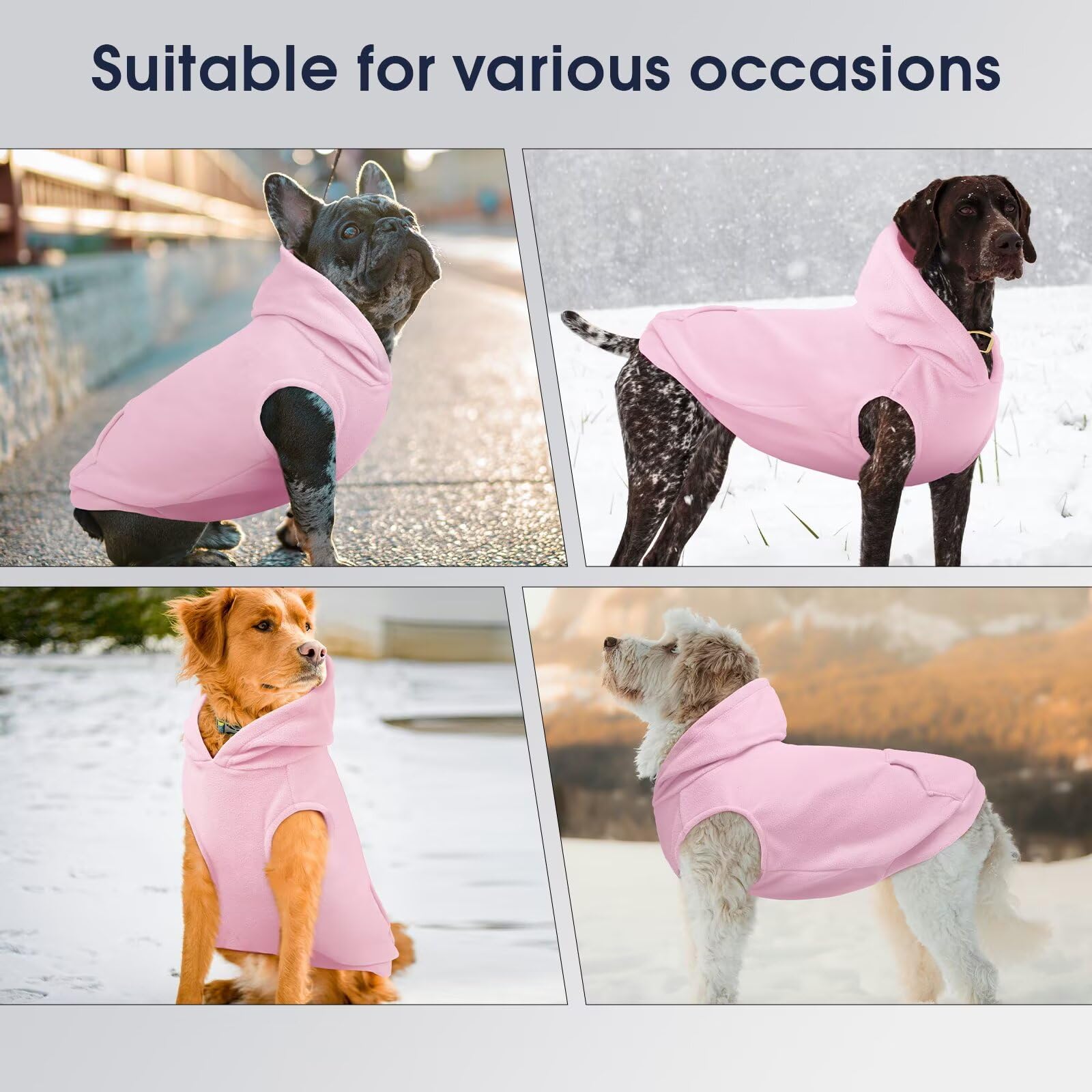 IECOii Hoody Hund,Hunde Hoodie groß Hunde Ärmellose Hoodie Hundesweatshirt Baumwoll Hundepullover Jumper für Labrador,Golden Retriever,Hund Kapuzenpullover für Frühling,Herbst Winter,Rosa,3XL