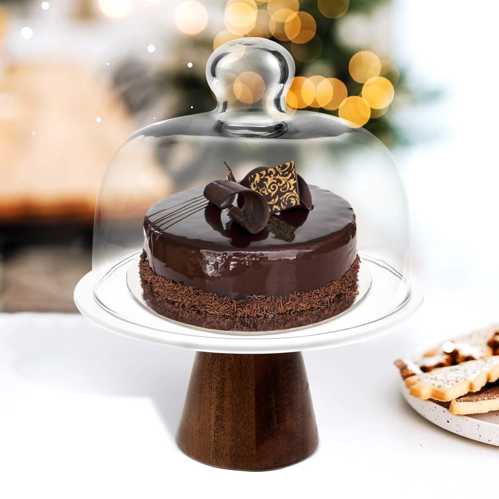 Artibetter Alzatina per Torte in Ceramica con Coperchio, Vassoio Dessert
