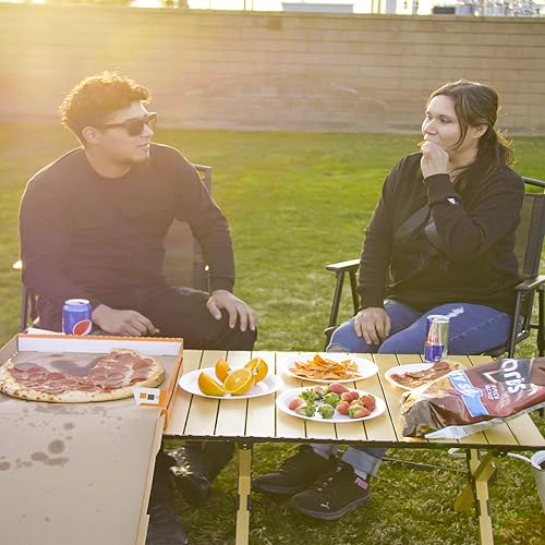 Miniatura 2 de Mesa plegable de campamento, mesa ligera enrollable de aluminio, mesa de picnic baja portátil con bolsa de fácil transporte para exteriores, playa,