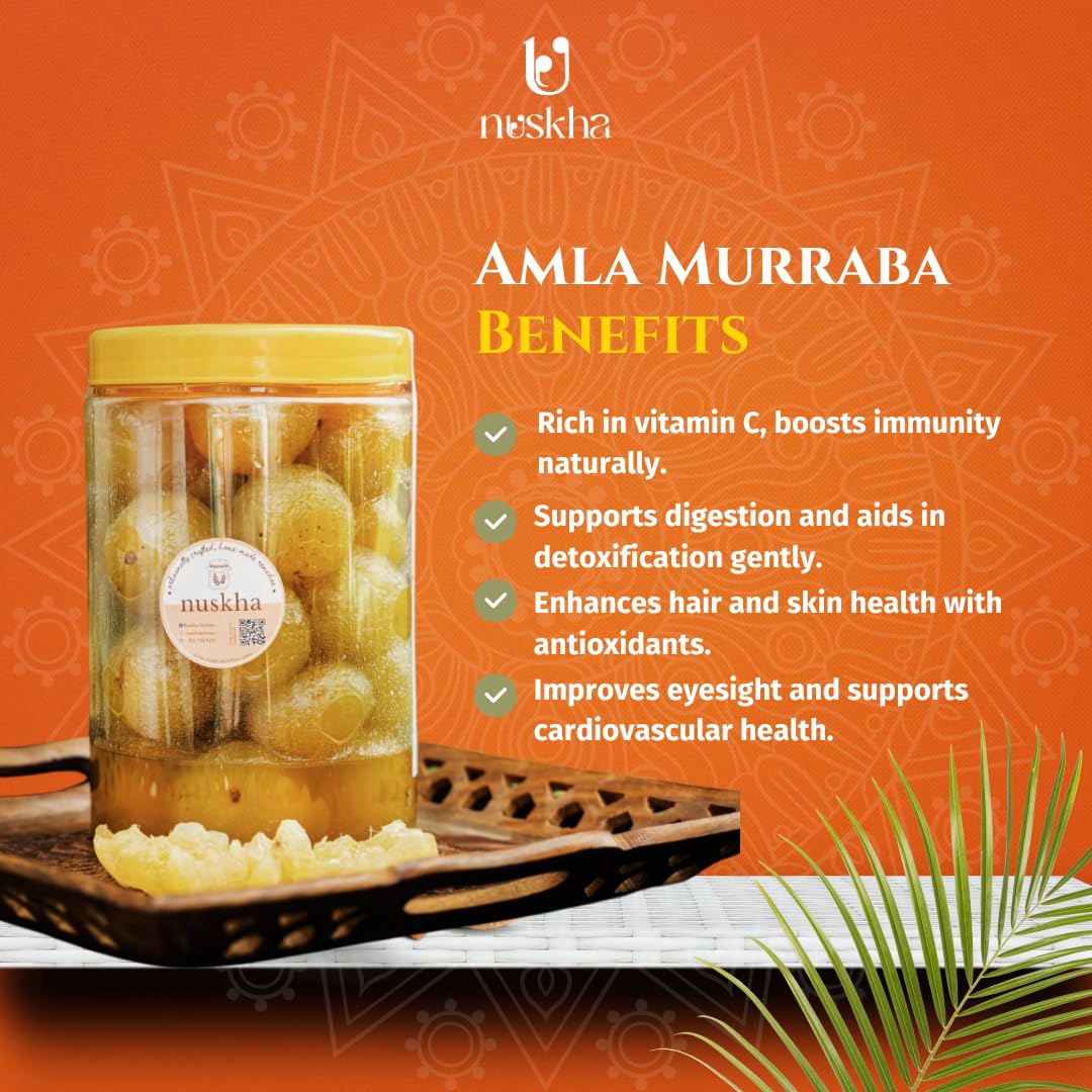 Nuskha Kitchen Amla Murabba | Amla Murabba in Mishri | Rich in Vitamin C | Vitamin C | 1 kg 1