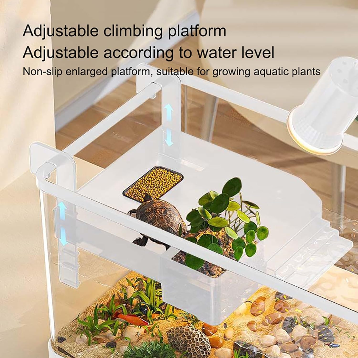 Desktop Betta Aquarium, Lighting Betta Fish Aquarium with Detachable Lid,Hidden Bottom Filtration System Self Cleaning Filter Light Gravel, Shatter-Resistant(White,Small)