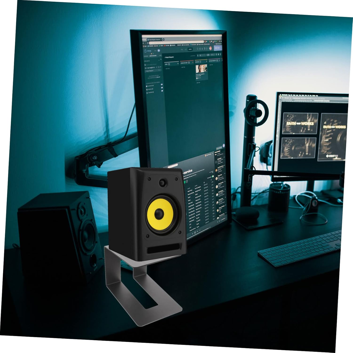 VANZACK Desktop Speaker Stand Metal Bracket for Bookshelf Speakers Strong Support for High Fidelity Audio Space Saving Design