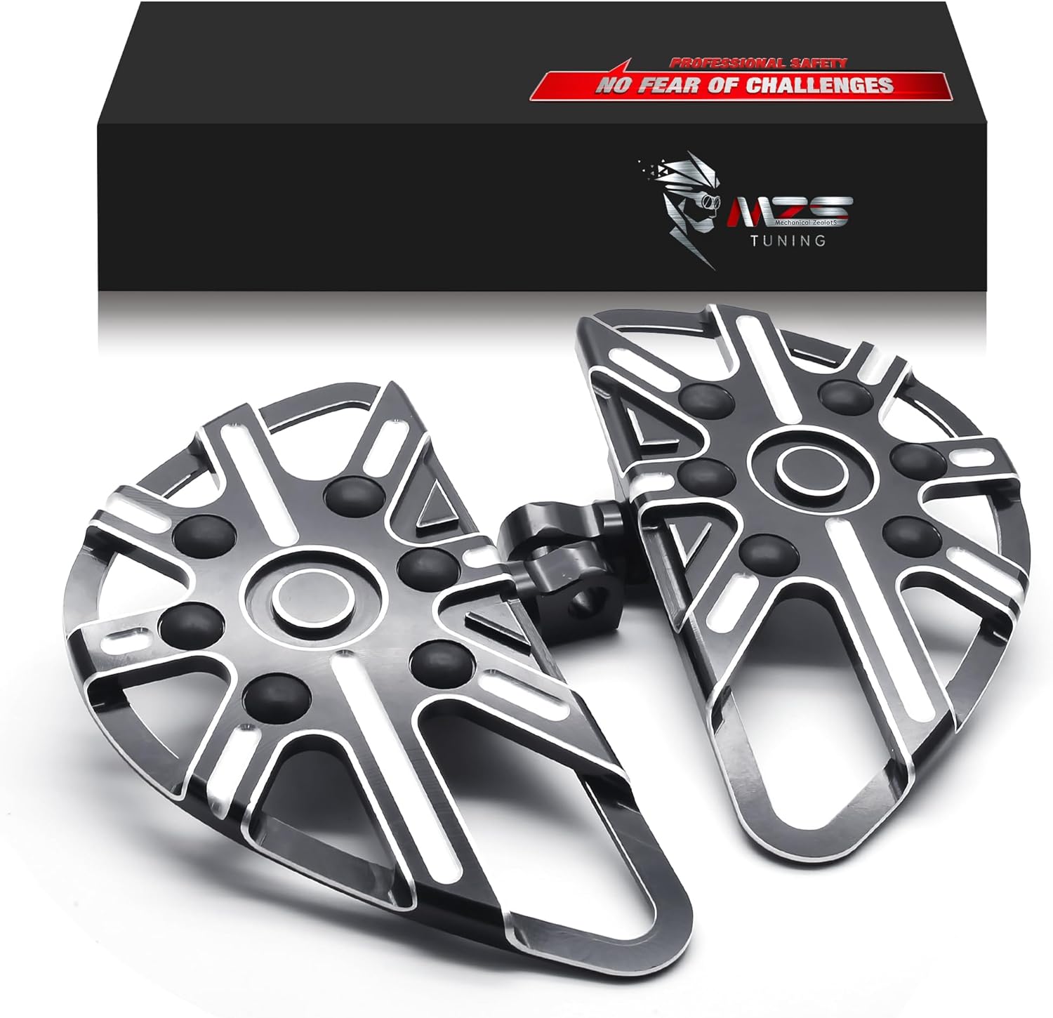 MZS Motorcycle Passenger Floorboards, Wide Rear Foot Pegs Footboards Floor Boards