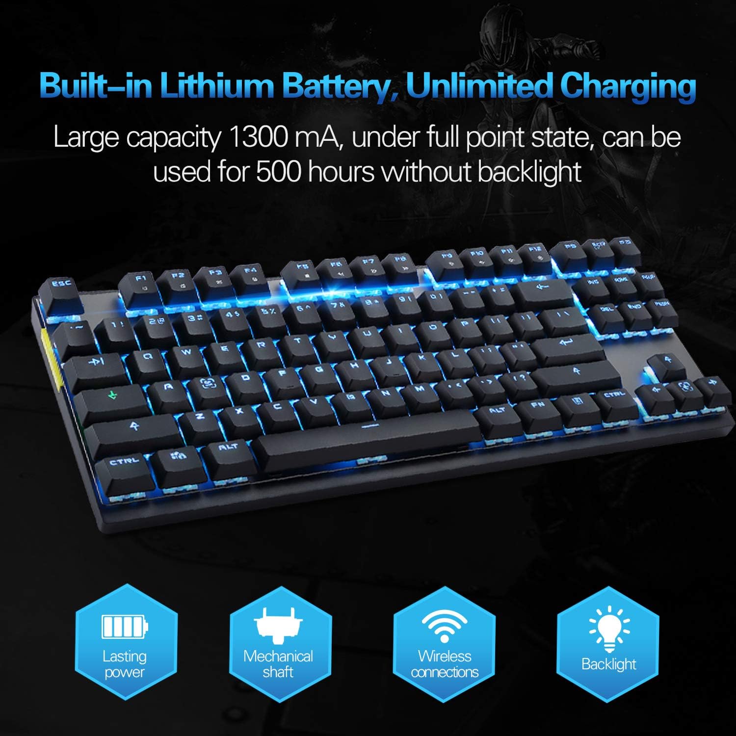 Best Deal Product 2.4GHz Wireless/USB Wired Mechanical Keyboard 87Keys Led Backlit Blue Switches Gaming Keyboard for Gaming and Typing,Compatible for Mac/PC/Laptop New Deal 2.4GHz Wireless/USB Wired Mechanical Keyboard 87Keys Led Backlit Blue Switches Gaming Keyboard for Gaming and Typing,Compatible for Mac/PC/Laptop