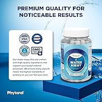 Vista 5 de Tevare - Píldoras de agua diurética prémium con vitamina B-6, cloruro de potasio y raíz de diente de león; suplemento alimenticio puro y natural