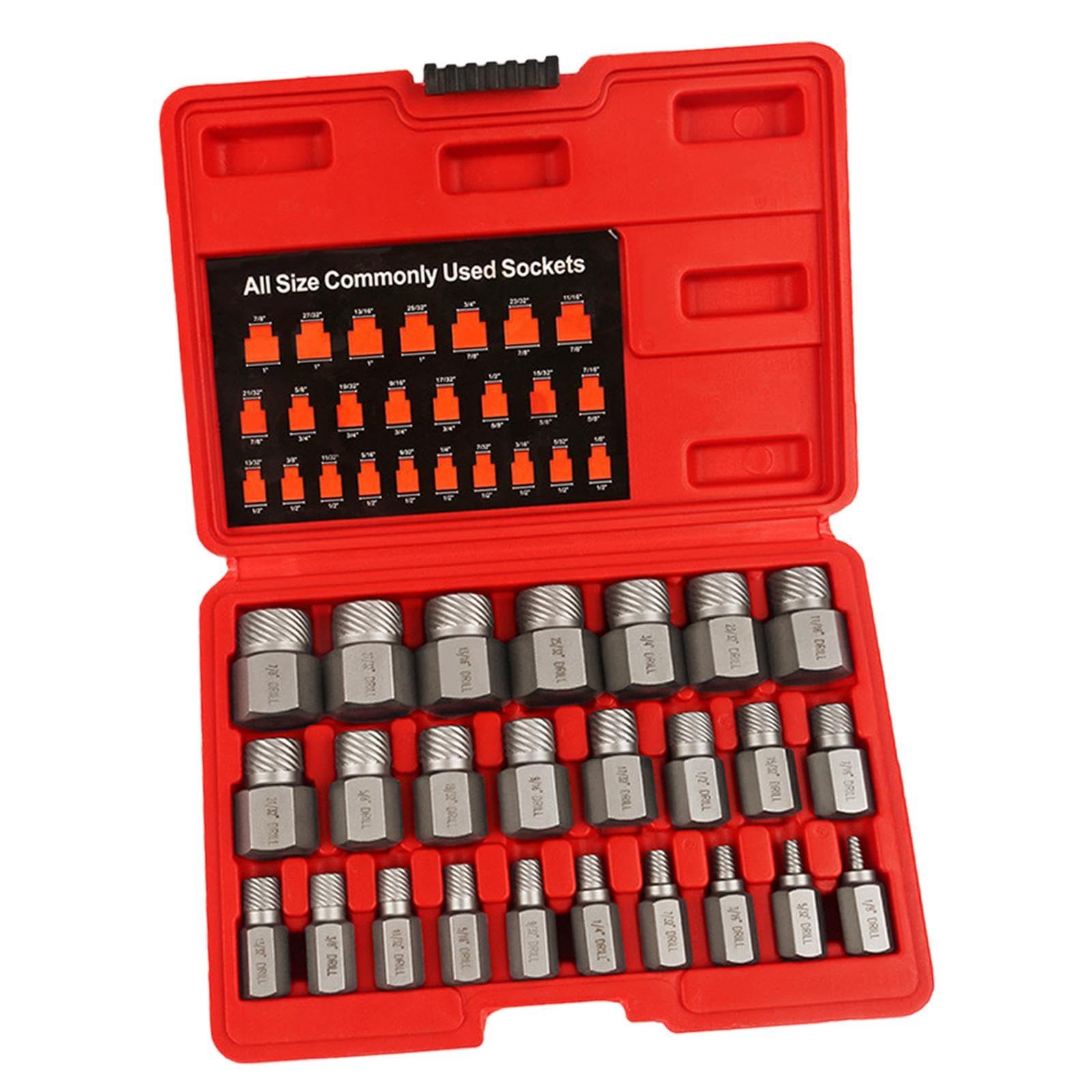 Juego de 25 extractores de tornillos dañados para pernos rotos oxidados cabeza hexagonal