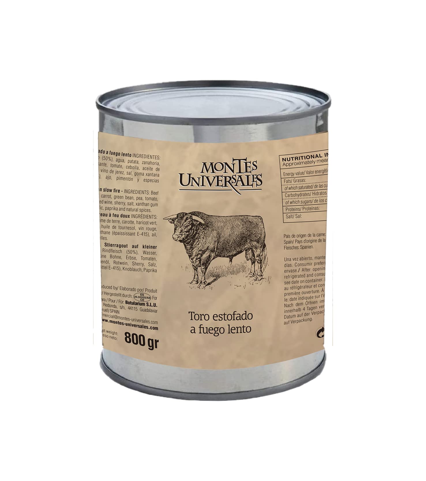 Toro estofado a fuego lento Montes Universales (800g)