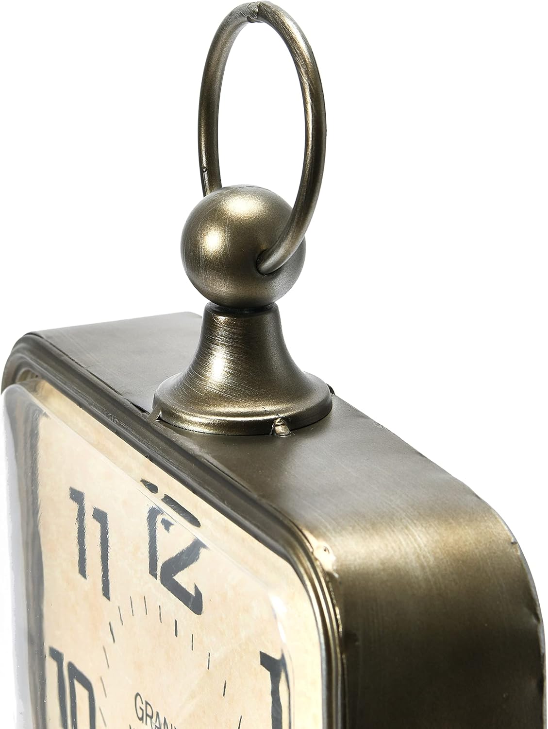Creative Co-Op Metal Rectangle Hanging Clock with Handle Decoration on Top