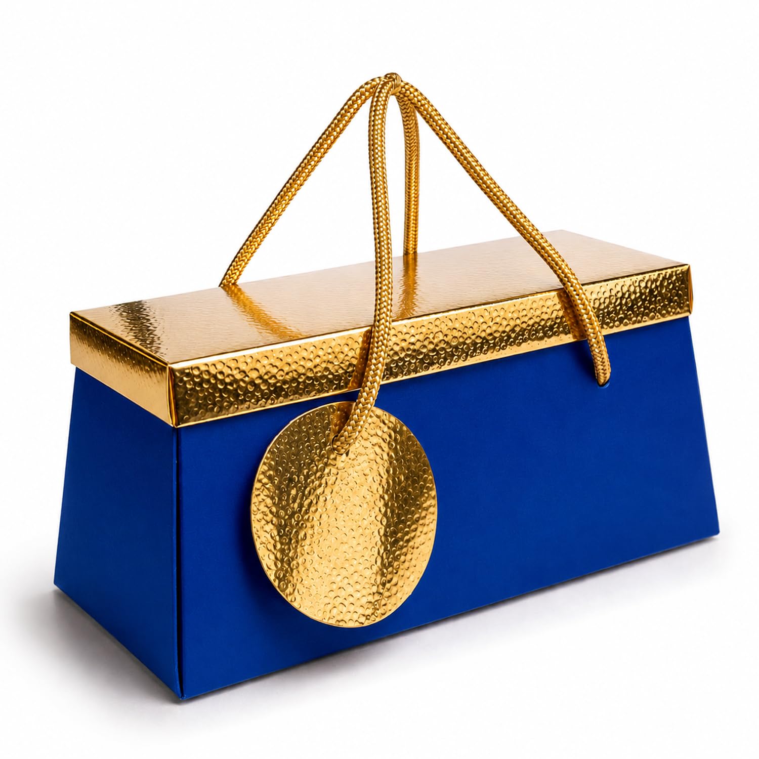Aakriti Luxury Foldable Gift Box with Golden Rope Handle | Royal Blue & Gold Decorative Hamper Box for Chocolates, Jewellery, Return Gifts & Storage | 22.5 x 11.5 x 10 cm | 1 Pcs-image-31