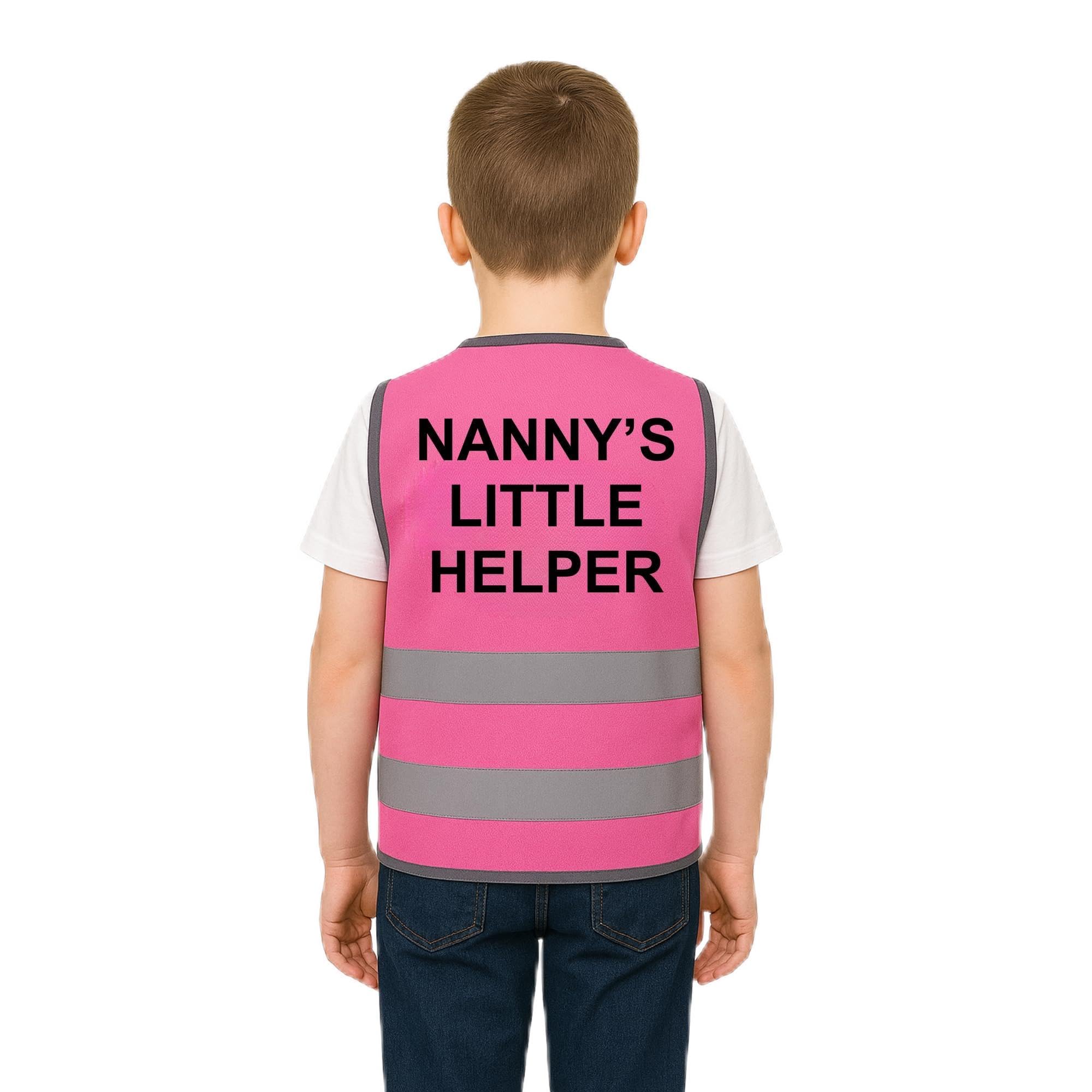 Step Ahead Kids Hi-Vis Safety Infant Vest – High Visibility Reflective Waistcoat for Children Boys & Girls Safety Vest with Back Side Custom Print (NANNY'S LITTLE HELPER, PINK, 2-3 Year)