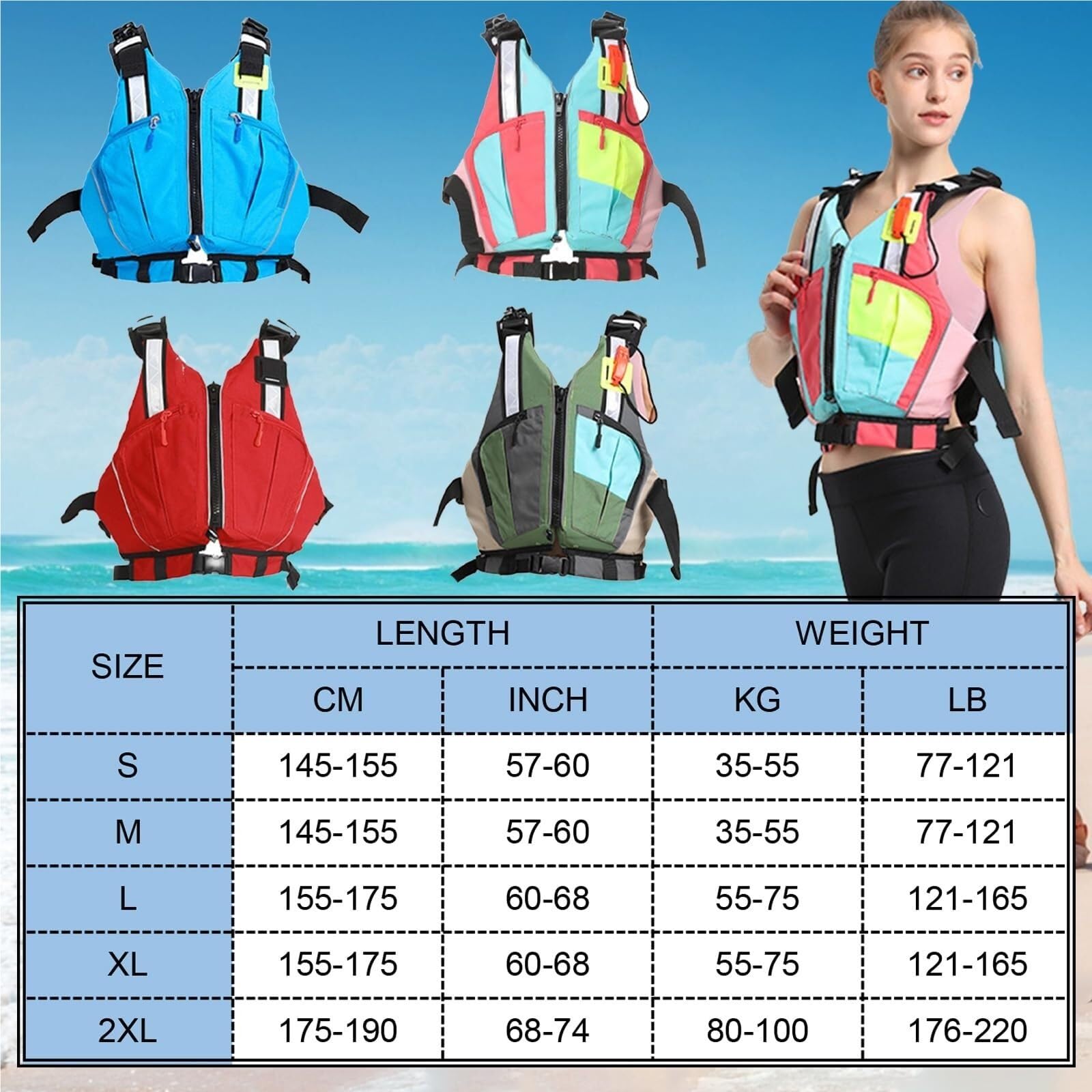 Surfjacke 100N mit Verstellbarem Blet for Kajakfahren und Surfen