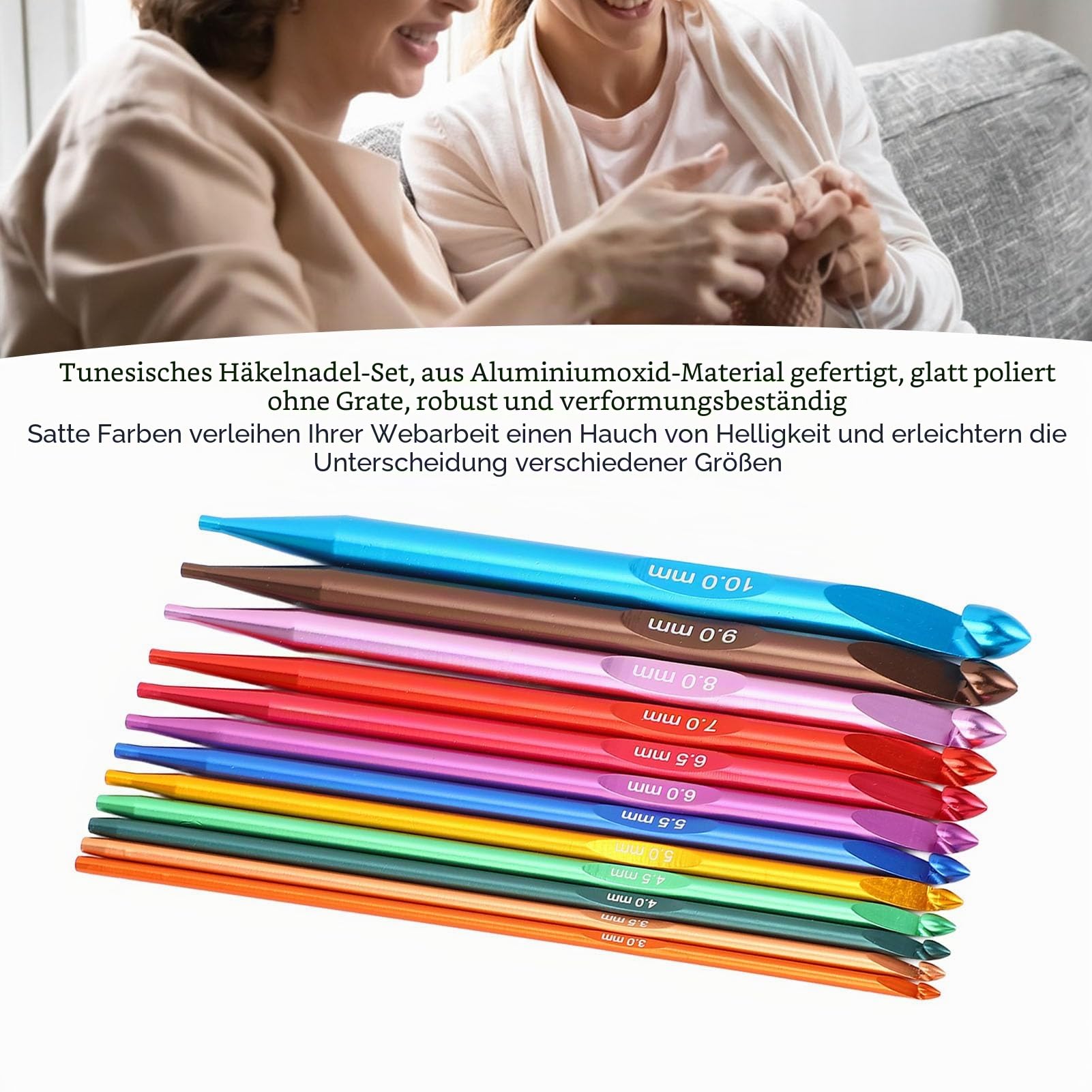 Tunesisches Häkelnadel-Set, Austauschbares Aluminium-Häkelnadel-Set mit Kabel und Aufbewahrungstasche, 3–10 Mm Lange Häkelnadeln, Stricknadel für Häkelliebhaber und Anfänger