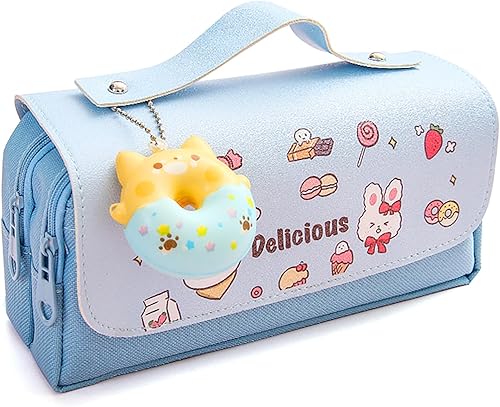 Miniatura 10 de Estuche para lápices para niñas, de gran capacidad, con compartimentos, organizador escolar, estuche para bolígrafos (rosado) Rosa