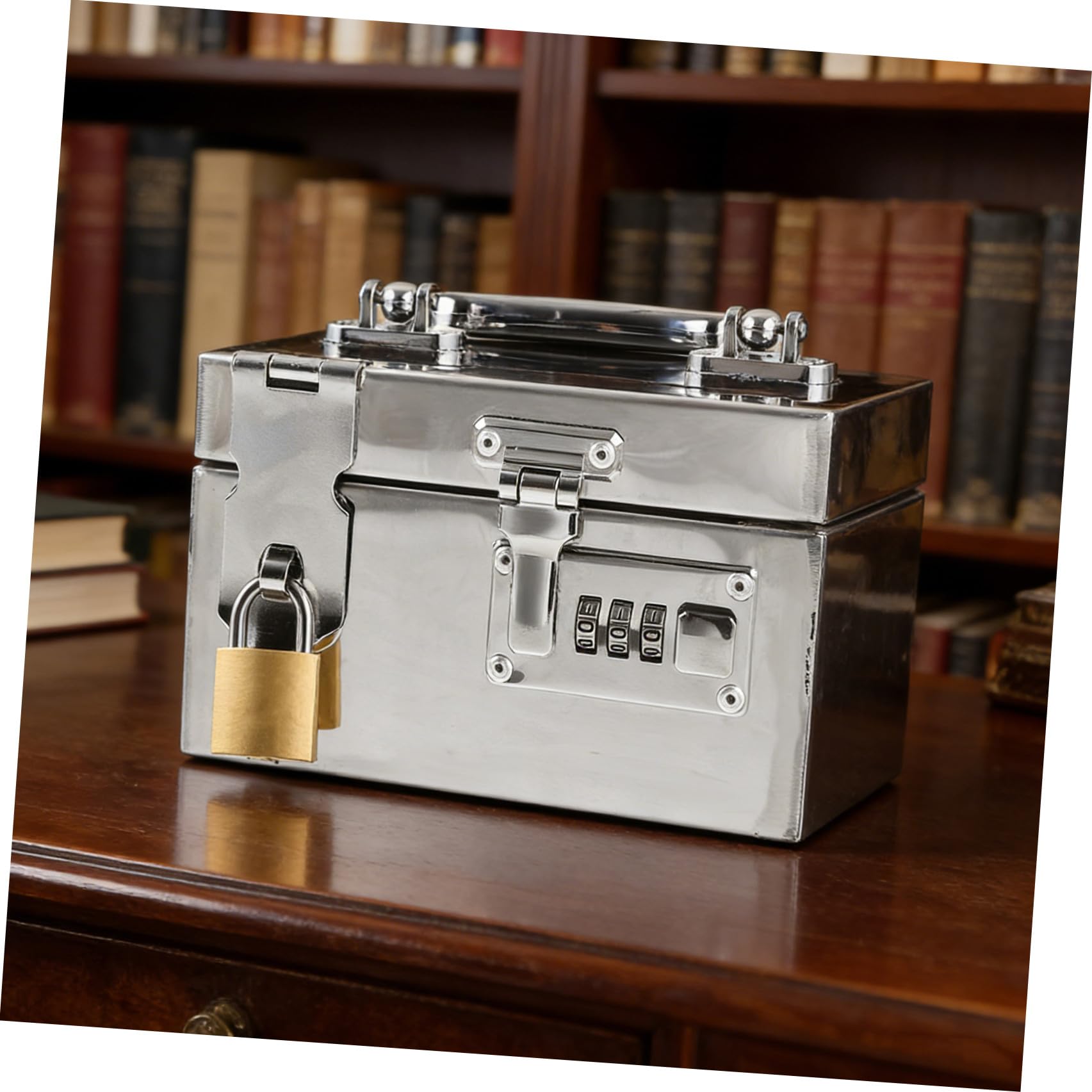 jojofuny Tirelire Incassable avec Grosse Capacité, Design Multifonctionnel Coffre à Cadenas en Acier Inoxydable et Serrure à Code pour Adultes pour Bureau et Maison