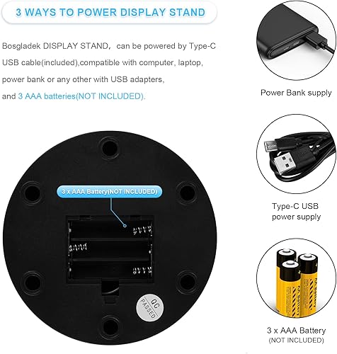 Miniatura 4 de Bosgladek Soporte de exhibición giratorio motorizado, carga de 5 pulgadas11 libras, plataforma giratoria de 360 para relojes de joyería, modelos 3D,