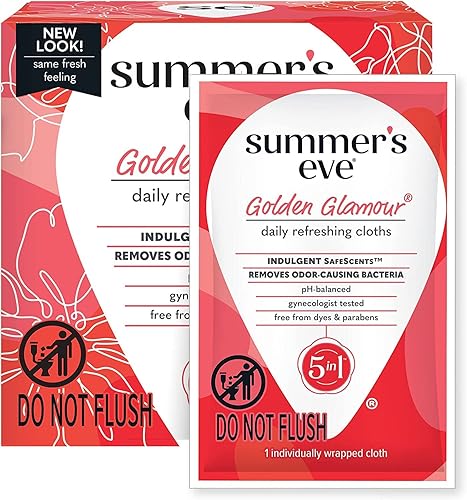Miniatura 2 de Summer's Eve Golden Glamour - Toallitas femeninas refrescantes diarias, eliminan el olor, pH equilibrado, 16 unidades (paquete de 2)