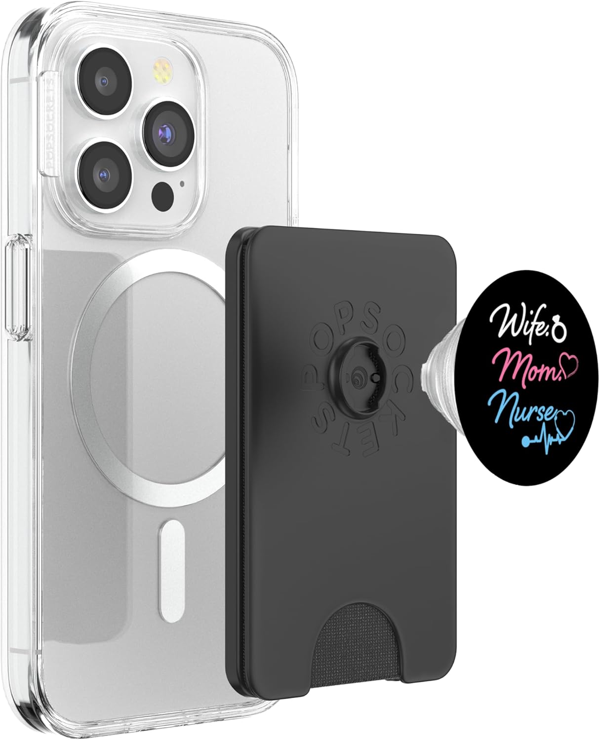 Wife Mom Nurse Phone Accessory Womens RN LPN gift PopSockets PopGrip: Swappable Grip for Phones & Tablets PopSockets PopWallet for MagSafe