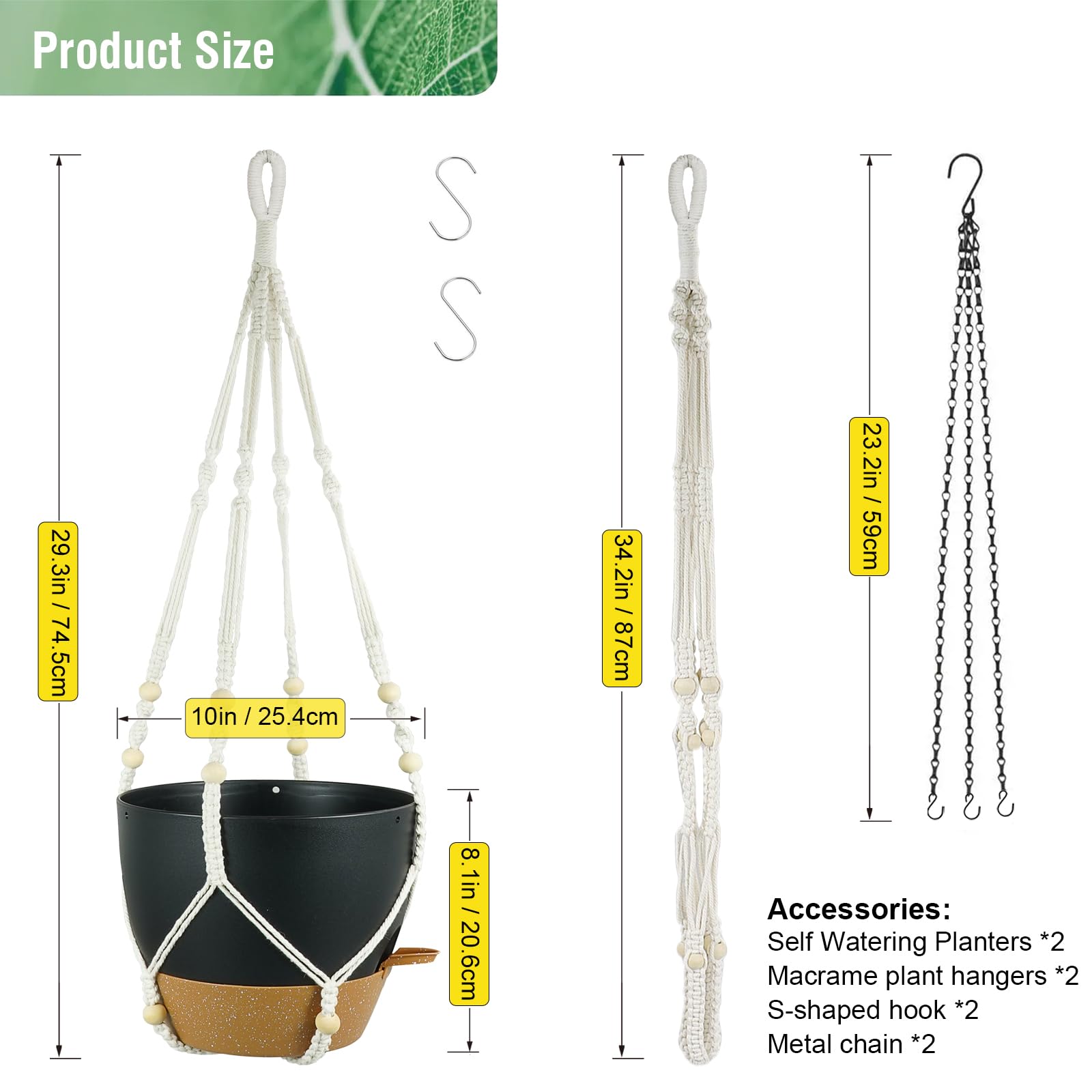 Snapklik.com : Meowell 10 Inch Self Watering Hanging Planters, 2 Pack ...