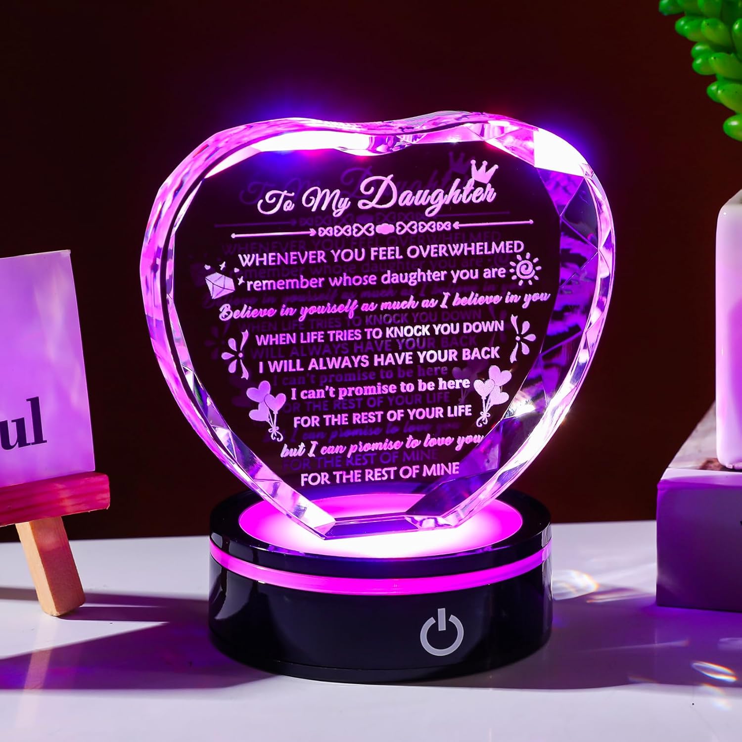 Arikyrist Daughter Gifts from Mom Dad Best Birthday Graduation Gifts for Adult Daughter with Light Base Crystal Keepsake To My Daughters Gift on Christmas Mothers Day