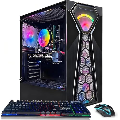 STGAubron Gaming PC Desktop,Core i5-9400F,RX 580 16G,16G DDR4,512G SSD | Gaming Computer Tower for Streaming,Video Editing,Home,School,I5 up to 4.1GHz,ARGB Fan,WiFi 6,BT 5.0,4K DP,HDMI,Win11 Home