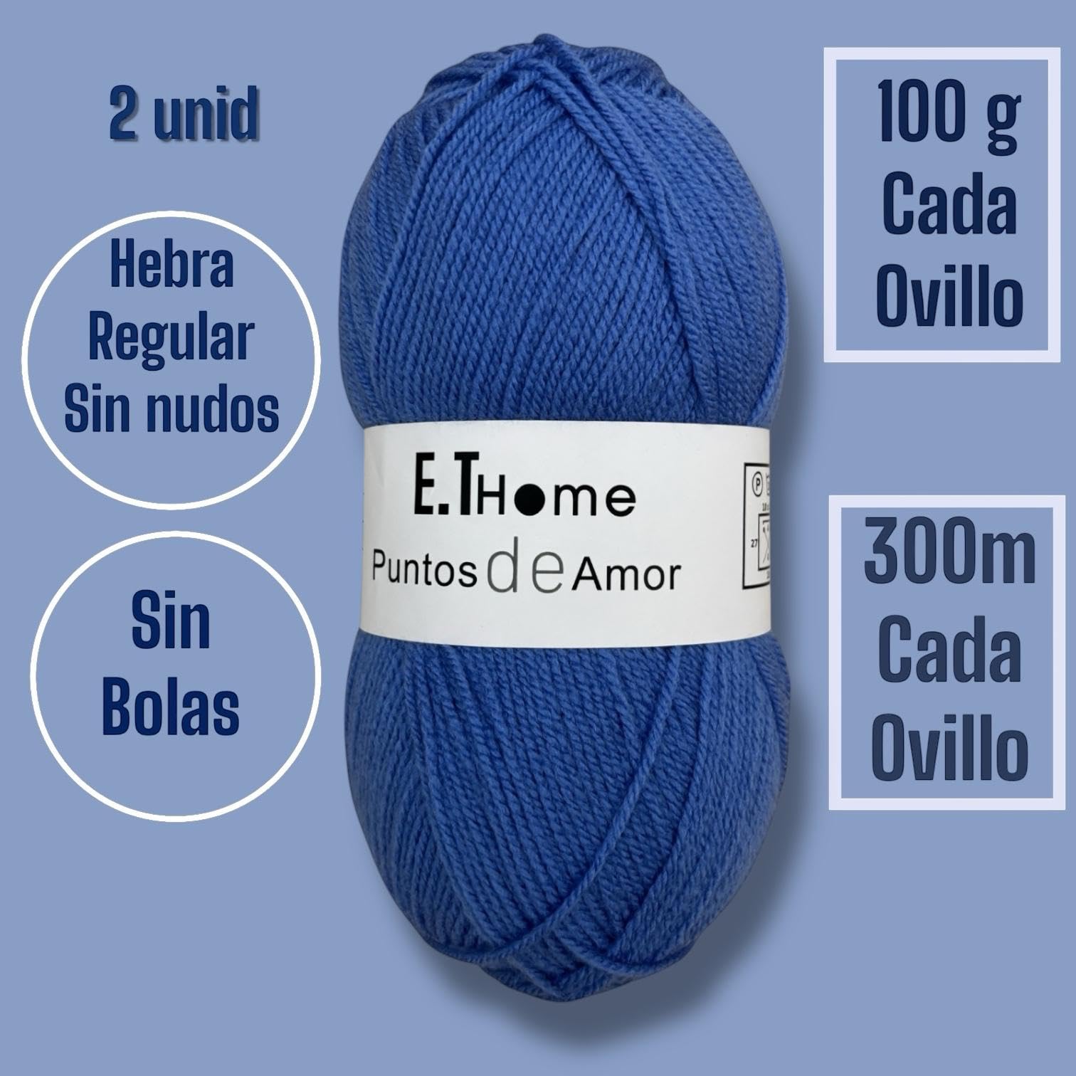 6 motków wełny x100g dla elity, wełna szydełkowa, wełna dwie igły, wełna, do robienia skarpet, koców, swetrów, czapek, amigurimis. Zwykła nić bez węzłów. (Mix niebieski)