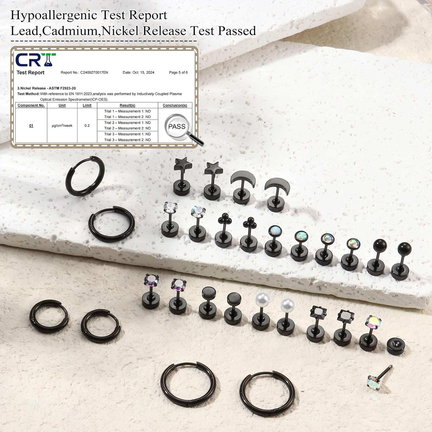 Jstyle Hypoallergenic Flat Back Stud Earrings for Women Men Surgical Stainless Steel Earrings for Sensitive Ears Small Stud Hoop Silver Gold Black Earrings Cartilage Earring Set for Multiple Piercing - Image 3