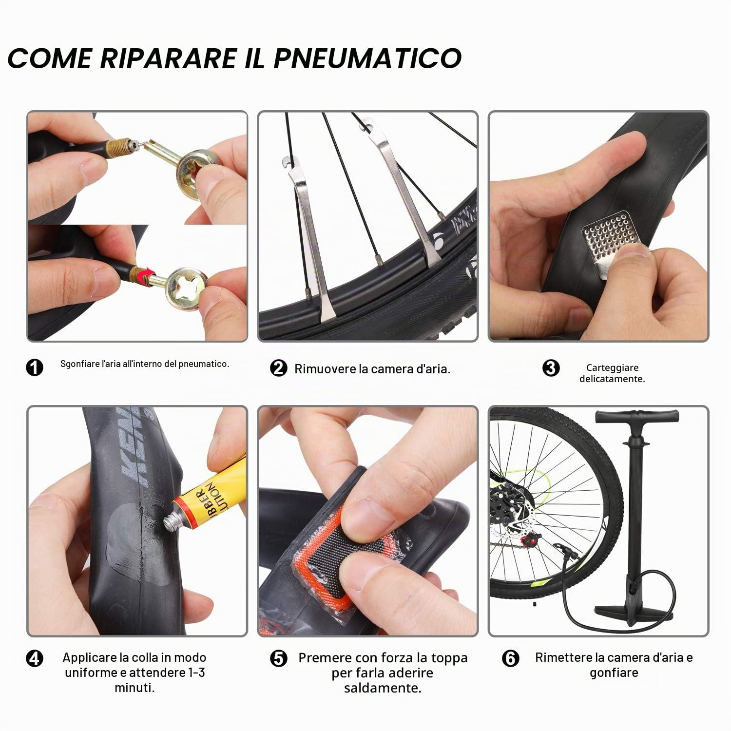 Tagvo Kit attrezzi per bici, 16 in 1 attrezzo multifunzione da bici con kit di patch e leve del pneumatico, kit di attrezzi per riparazione della bicicletta, kit di attrezzi per la riparazione di bici