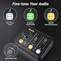 Vista 6 de TONOR Paquete de equipo de podcast para 2, mezclador de audio con micrófono dinámico y juego de brazo de brazo, micrófono XLR con interfaz de audio