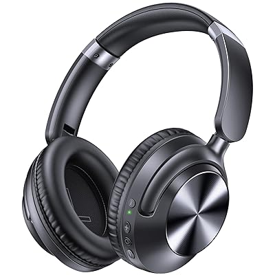 TAGRY Hybrid Active Noise Cancelling Headphones 100H Playtime Wireless Bluetooth Over Ear Headphone with Fast Charging Hi-Res Audio Comfort Earcups Headsets for Home Travel Office Phone PC Black