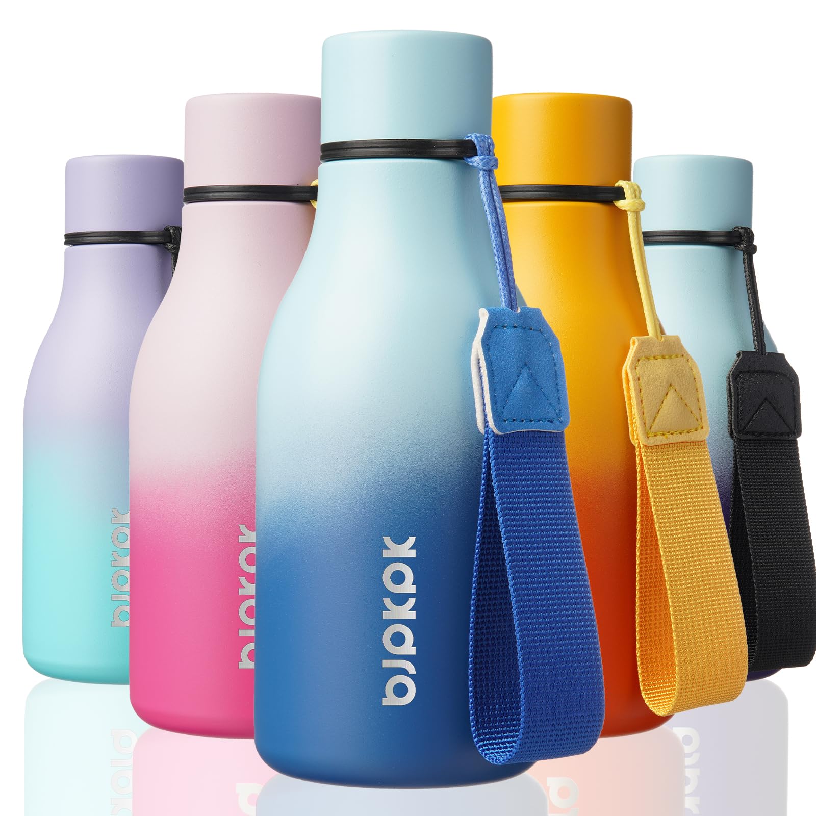 BJPKPK 12oz Insulated Water Bottle, Stainless Steel Bottle with Carry Strap | Keep Cold &amp; Hot Vacuum Insulation, Leak-Proof BPA-Free Design, Slim Bottle Fits Most Cup Holders for Gym, Office &amp; Travel