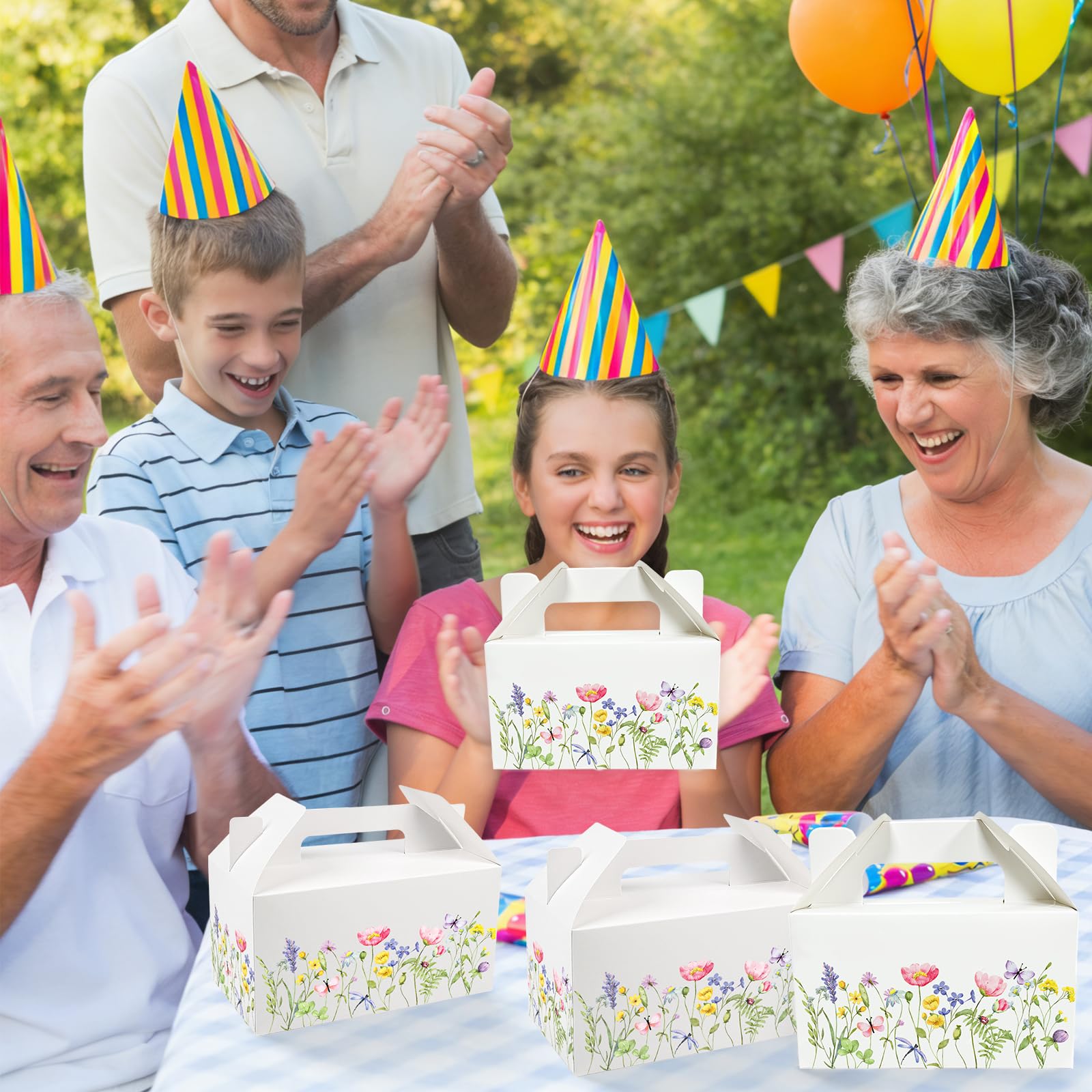 50 scatole regalo con fiori selvatici, scatola per caramelle di compleanno