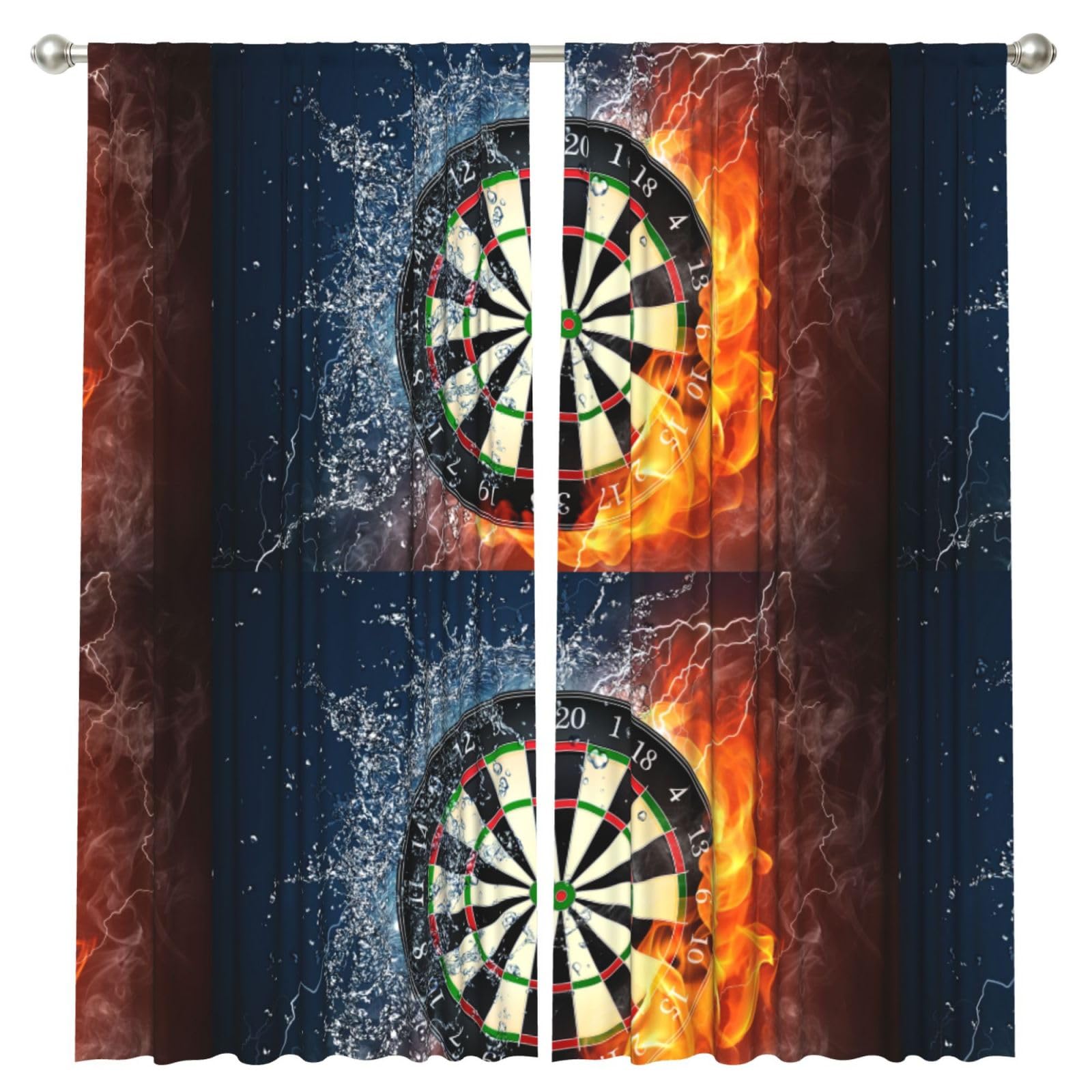 InOmak Dart Board Printed, 2 Panels Window Curtains 52 x 84 Inch Blackout Curtains for Living Room Bedroom