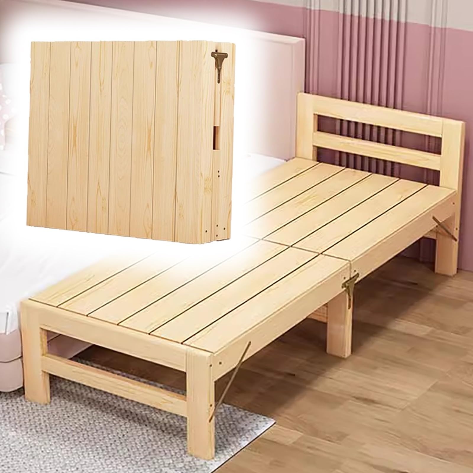 Lit pliant en bois style vintage lit d'appoint pour la chambre d'enfant le bureau ou la crèche
