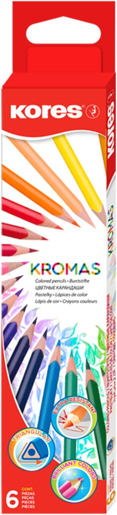 Kores Kromas Coloured Pencils, Triangular (Box Of 6 Assorted Colours)