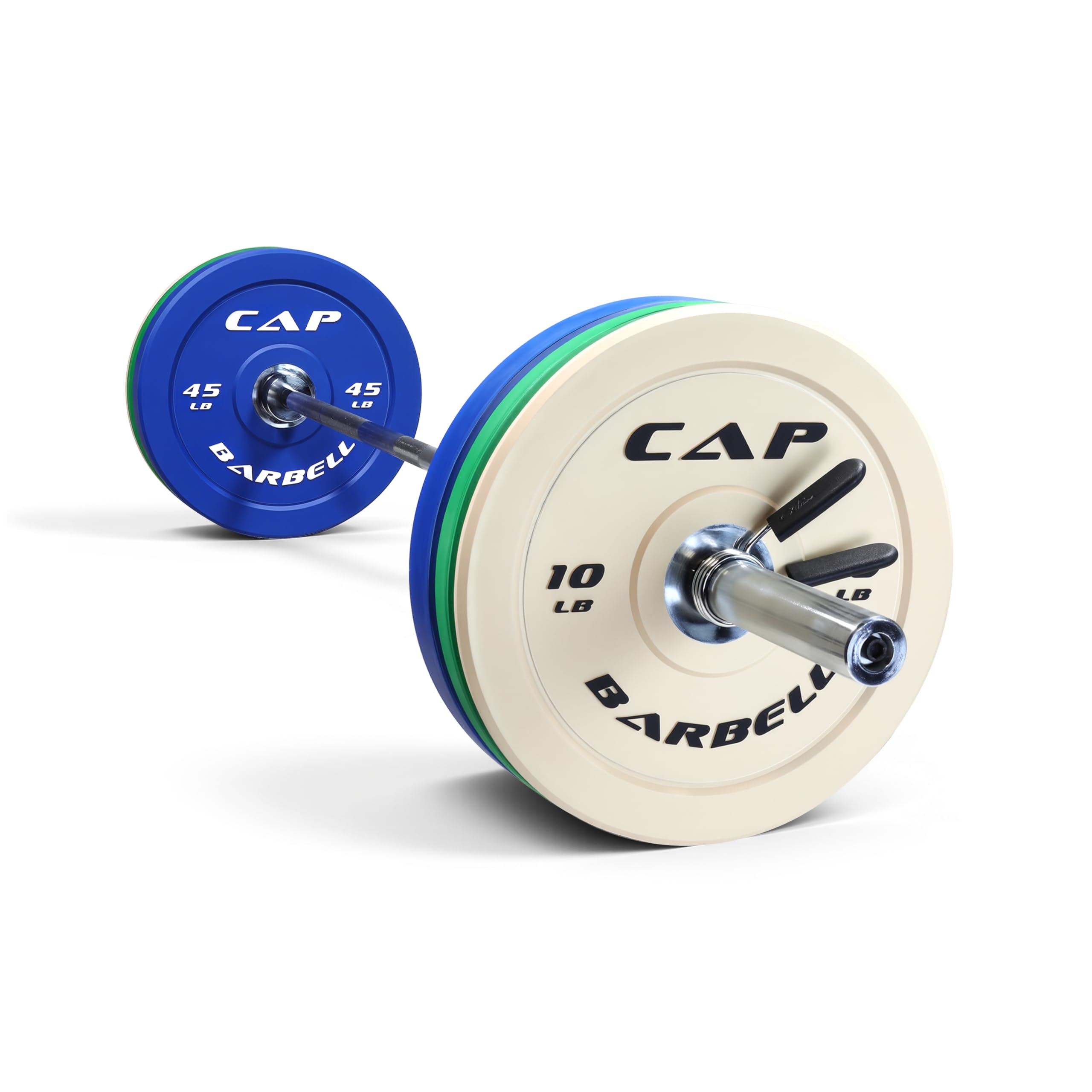 CAP Barbell 160 lb Competition Olympic Weight Set with 7ft Chrome Barbell &amp; Color Bumper Plates