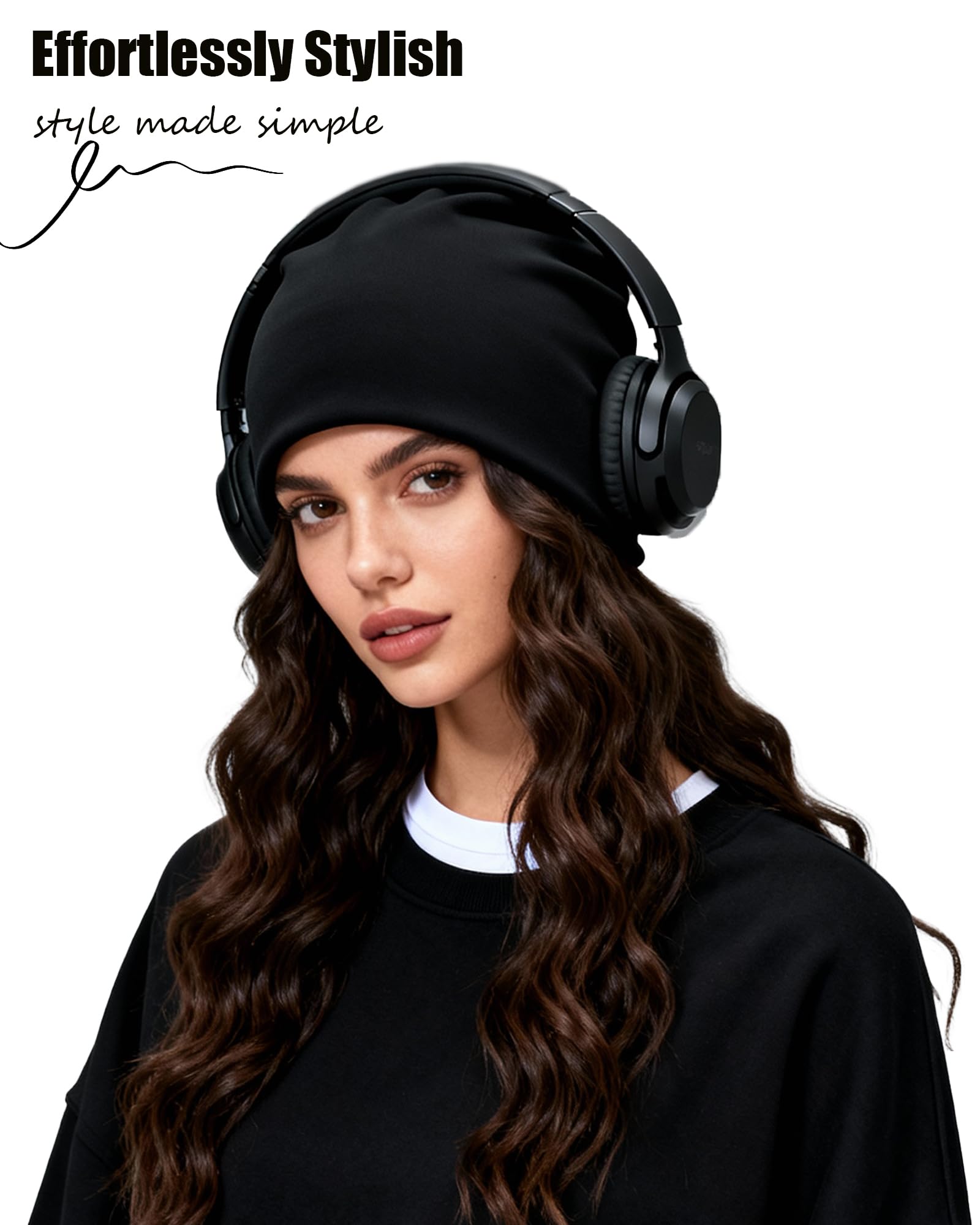 ROYBENS 100% Cotton T-Shirt Beanie for Women Men Slouchy Beanies Soft Hipster Daily Hat Lightweight Skull Cap — view 7