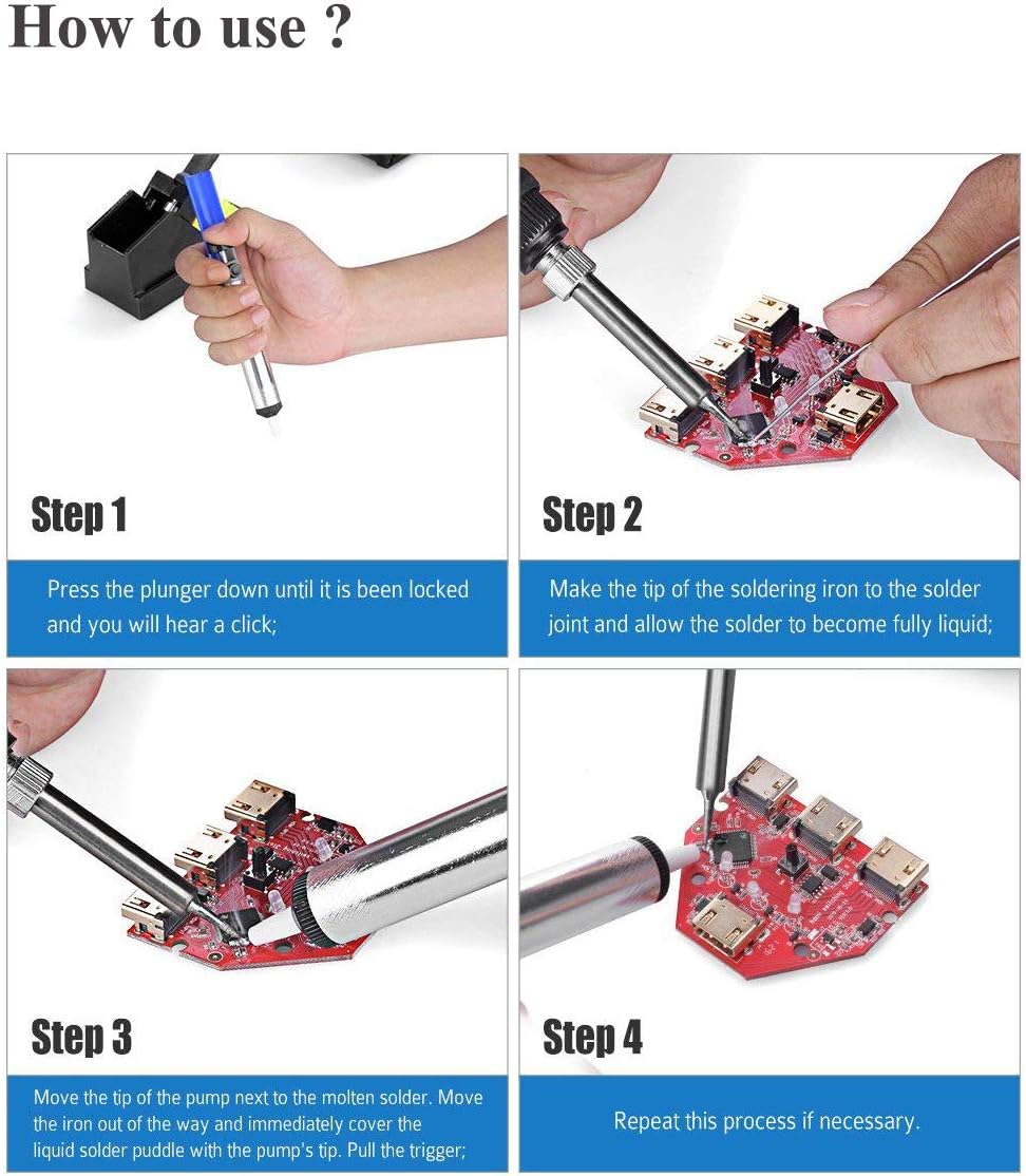 2 Packs Solder Wick No-Clean Desoldering Wick Braid (2.5ft)+ Desoldering Pump Removal Tool + Micro Wire Cutter Steel Plier Cutting for Electronics - - 