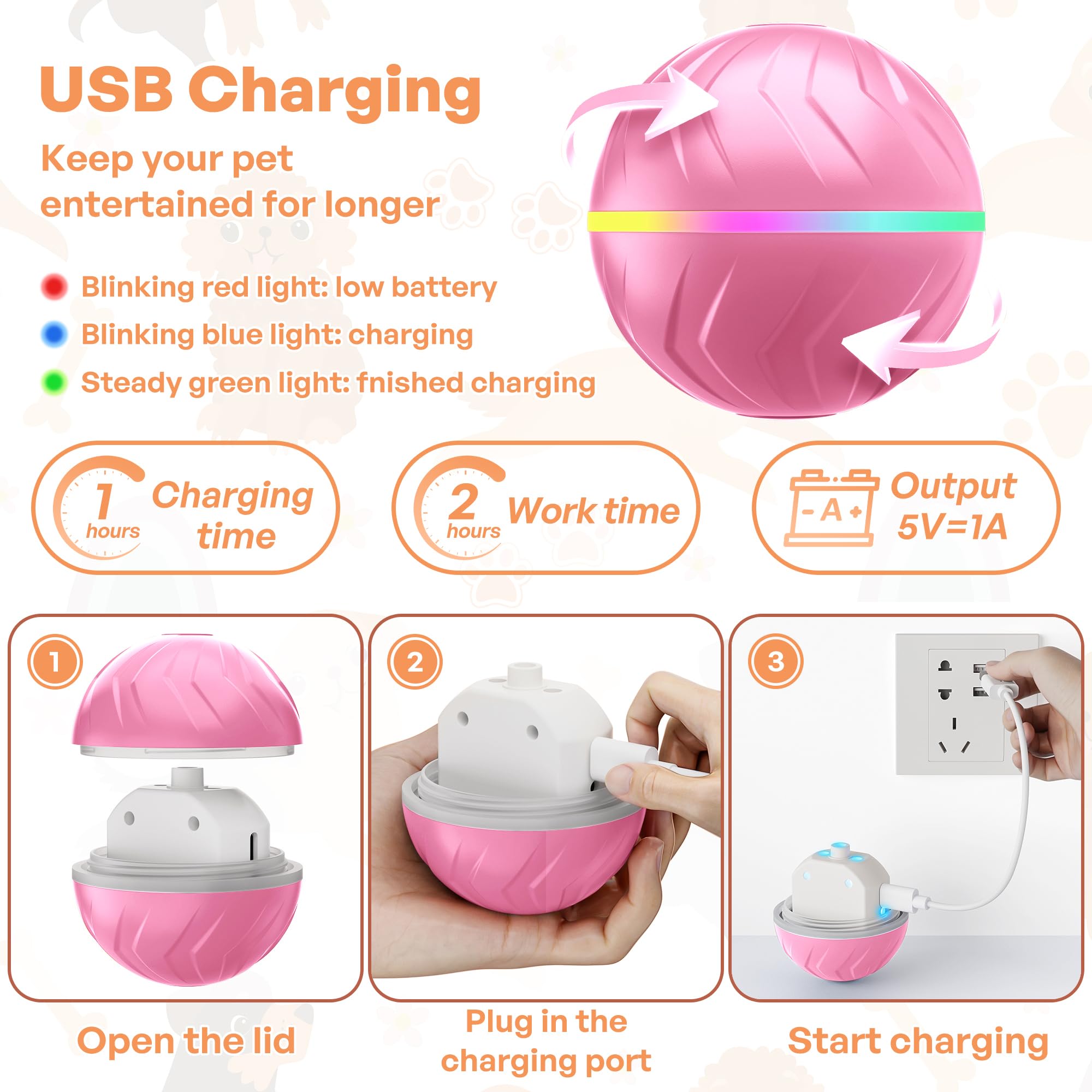 BXIHUR Interactive Dog Toys, New Electric Dog Toy, Automatic Moving Dog Toy, Dust And Waterproof Ip 54, Rechargeable - Image 4