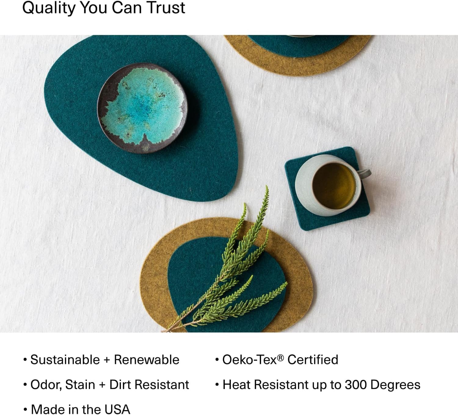 Graf Lantz - Trivets for Hot Dishes - Heat Resistant 100% Merino Wool - Hot Pads for Kitchen, Countertops, Tables, Sizzling Dishes, Pots & Pans - Home Decor, Kitchen Accessories - 12", Miso