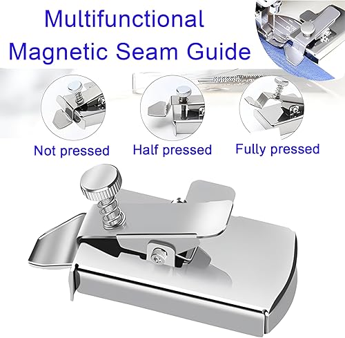 Miniatura 2 de Guía de costura magnética mejorada para máquina de coser, guía de costura magnética con clip, guía de hemmer, guía de costura, regla de costura de