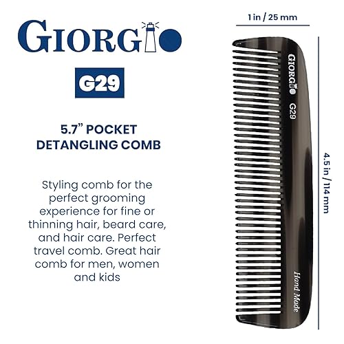 Miniatura 10 de Giorgio G29 - Peine desenredante para todo el cabello grueso, peine de bolsillo de dientes anchos para cabello grueso, rizado y ondulado. Peine