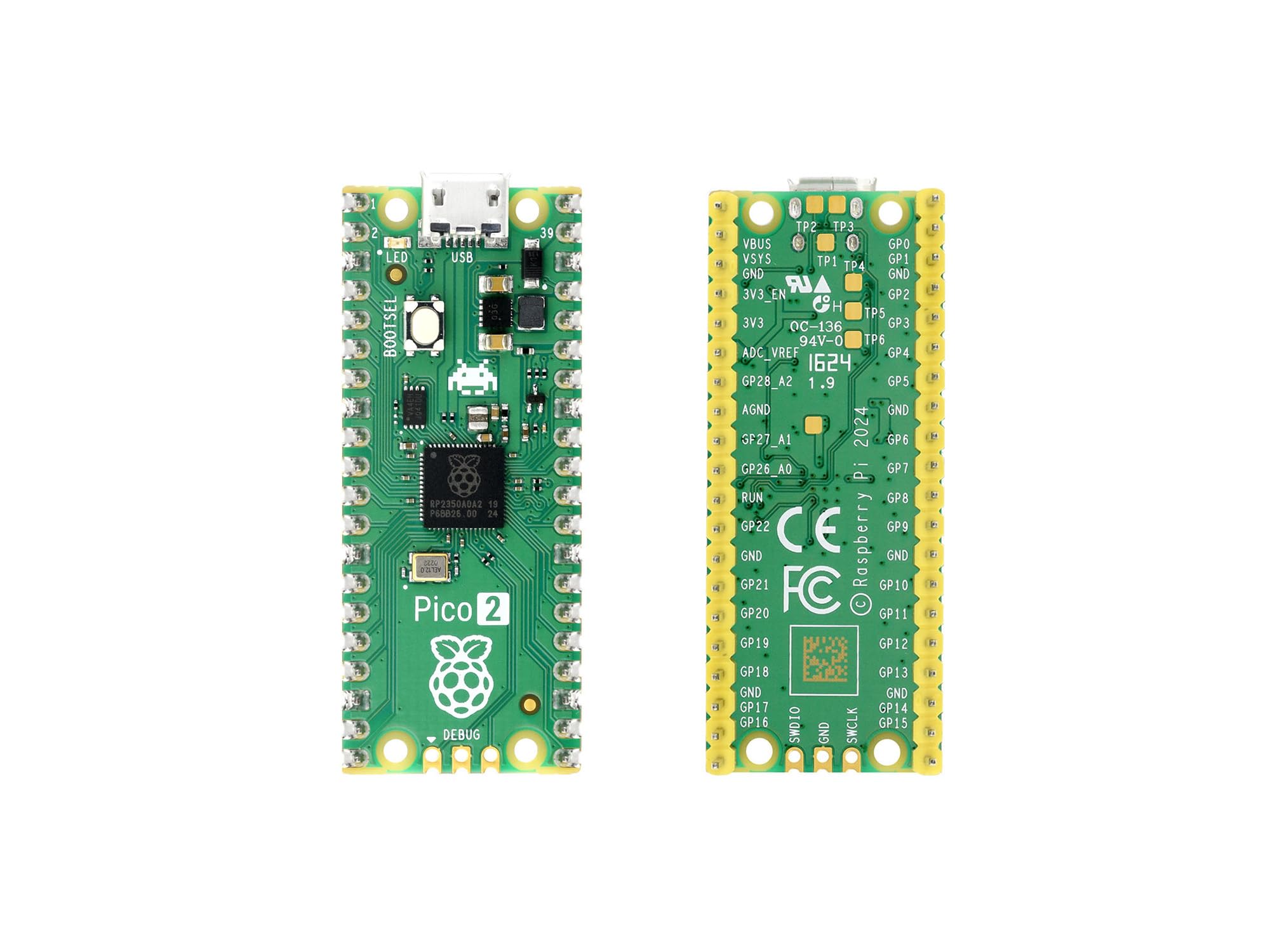 Raspberry Pi Pico 2 RP2350 Microcontroller Board Pre-Soldered with Header Dual-Core